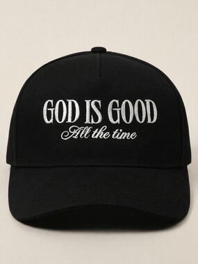 Black "God Is Good All the Time" Embroidered Baseball Cap